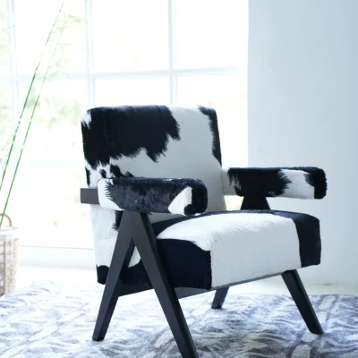 Cow Print Accent Chair  Tufted - Commercial Fabric Printing recension och pris